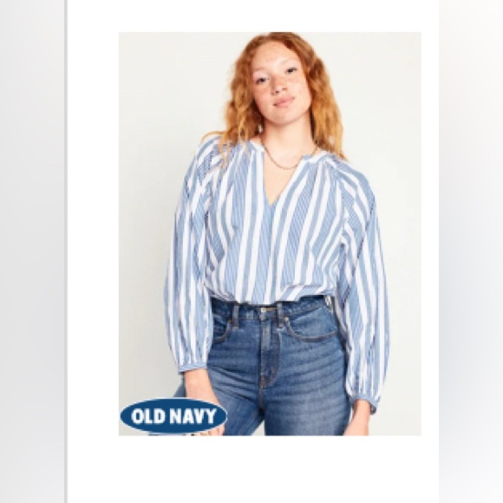 Long-Sleeve Split-Neck Top(XL) Old Navy